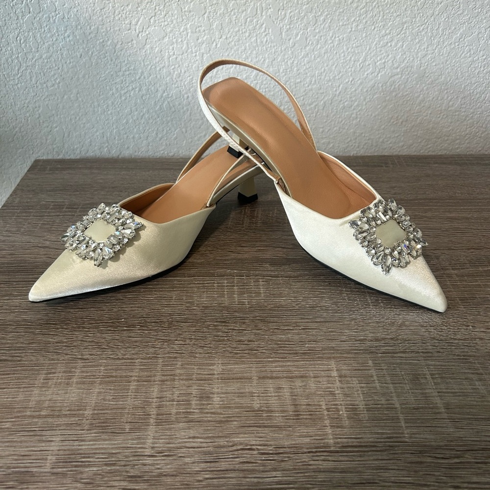 Bejeweled Slingback Kitten Heels